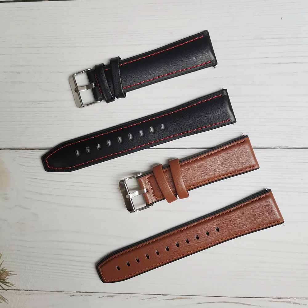 Premium Leather Watch Strap, Universal Fit 20mm/22mm Wristband Bracelet