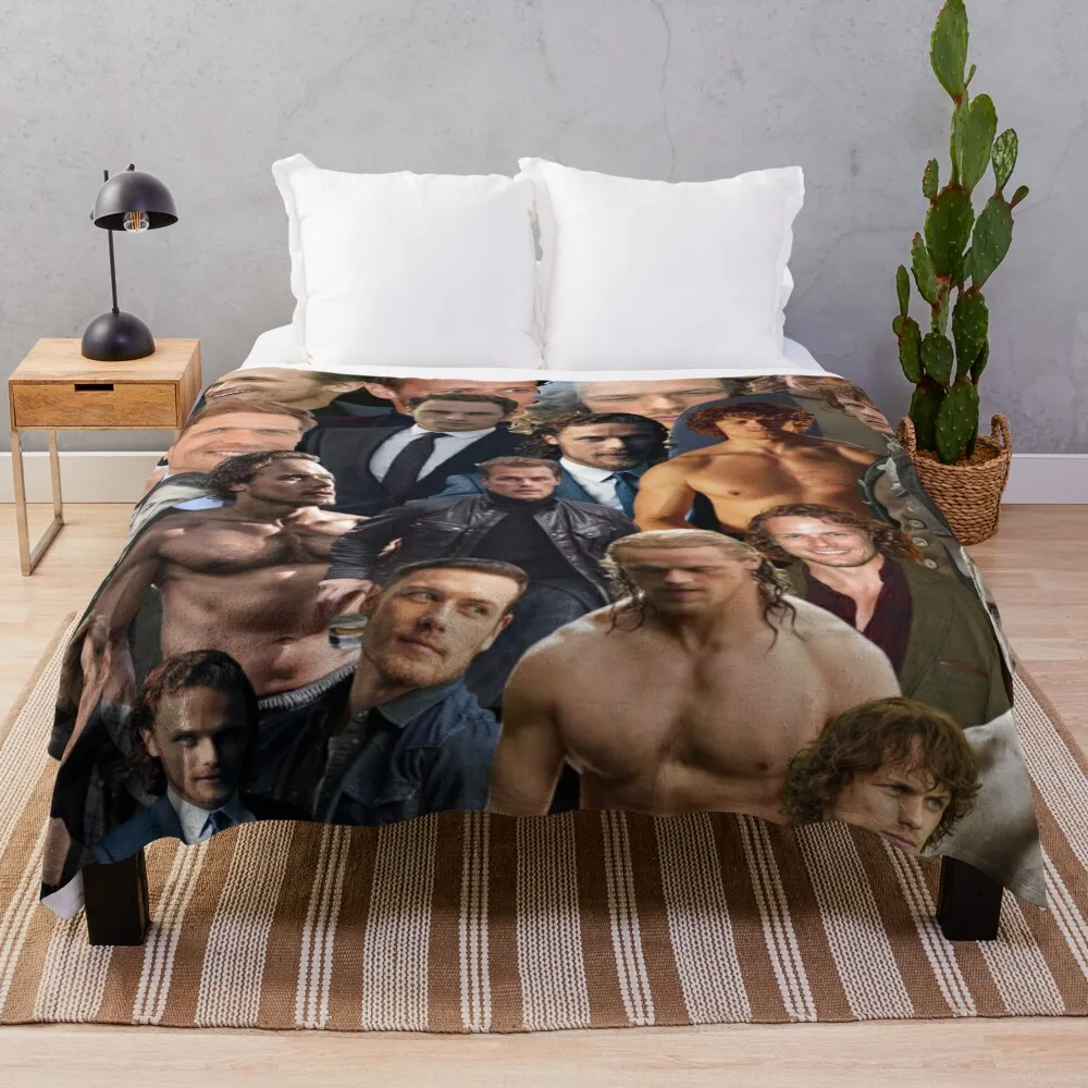 

sam heughan collage Throw Blanket Decorative Bed Blankets Shaggy Blanket Kid'S Blanket Thermal Blanket