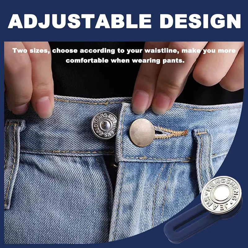 5/10PC Adjustable Elastic Trouser Waist Extender Waistband Button