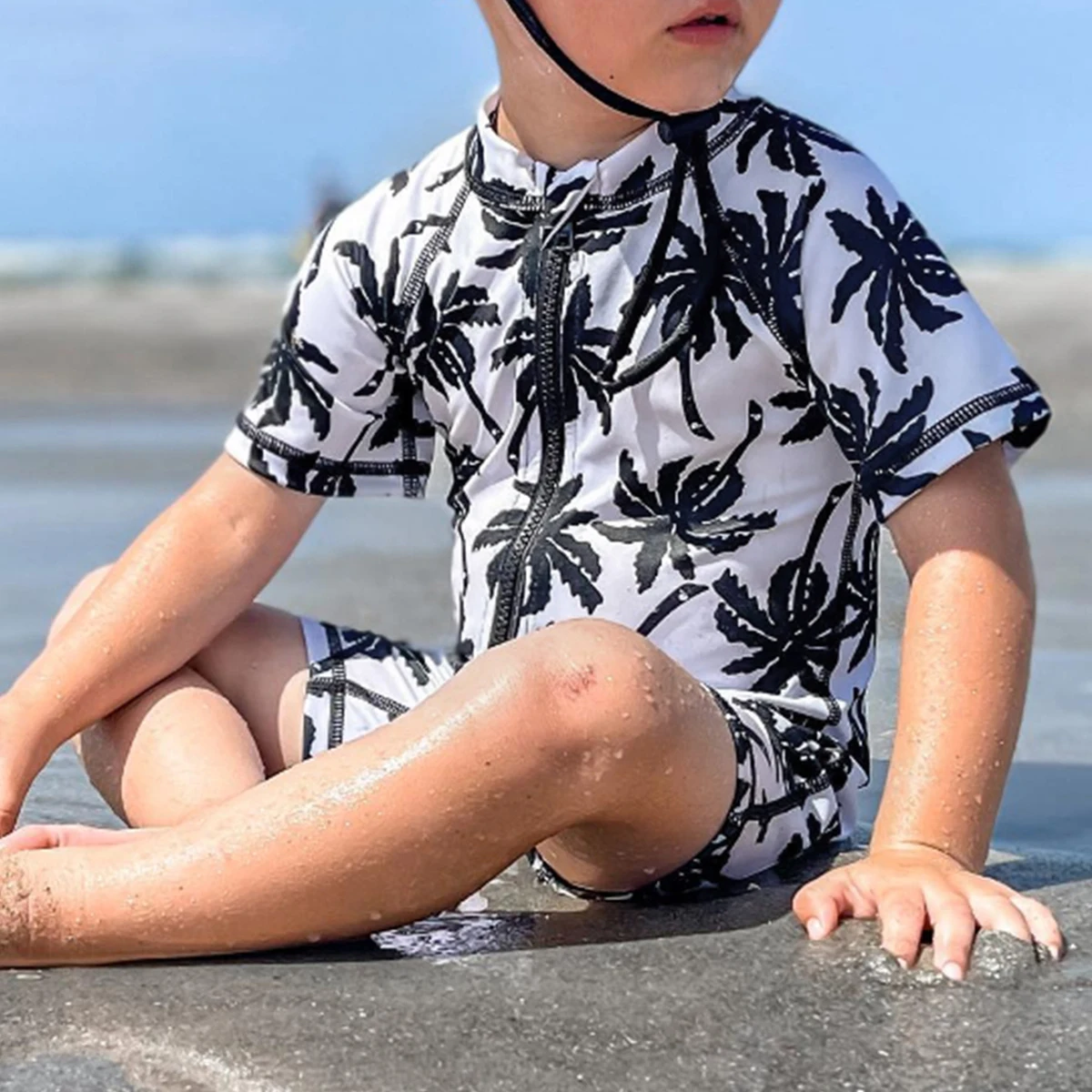 Newborn Infant Baby Boy Swimsuit + Hat 0-18M Summer Beachwear Bathing Suit children swimwear