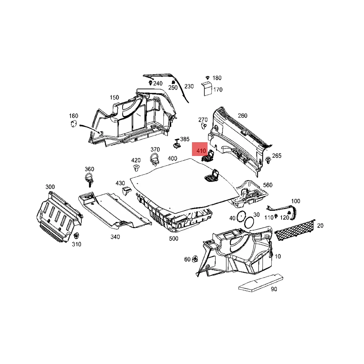 

Car Rear Luggage Trunk Mat Floor Handle Locking Device A09969303009051 for Mercedes-Benz E W213 E300L E260L 2015-2021