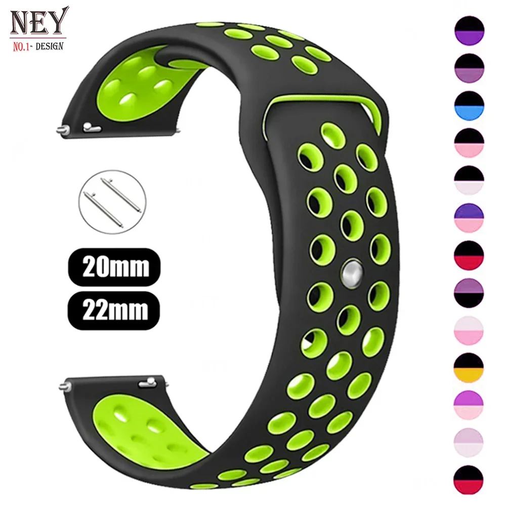 Silicone Sport Hole Bracelet - Universal 22mm/20mm Watch Band