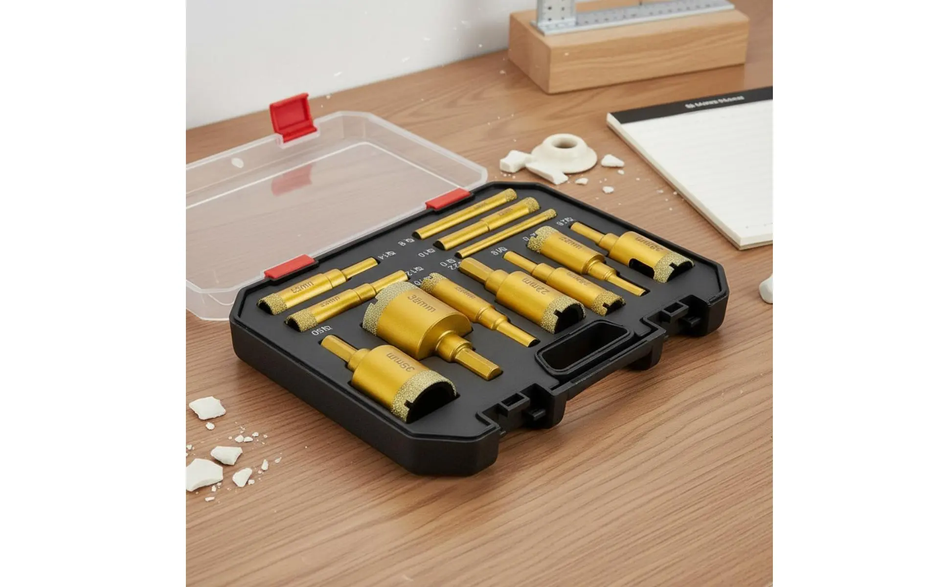 12 Pieces Brazed Crystal Drilling Drill Piece Set Storage Case Included Crystal Drilling Drill Piece Kit Marble Stone Hole