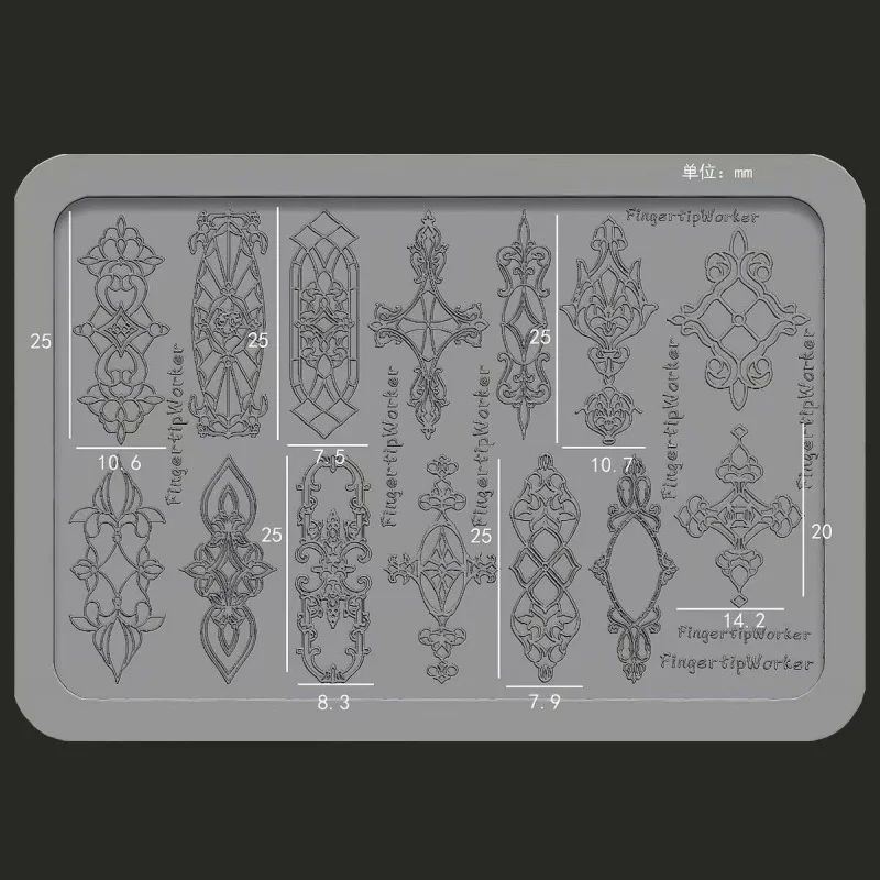 빈티지 패턴의 창문 꽃 장식 정교한 보석 프랑스 목걸이 유럽식 입체 조각 네일 아트 몰드