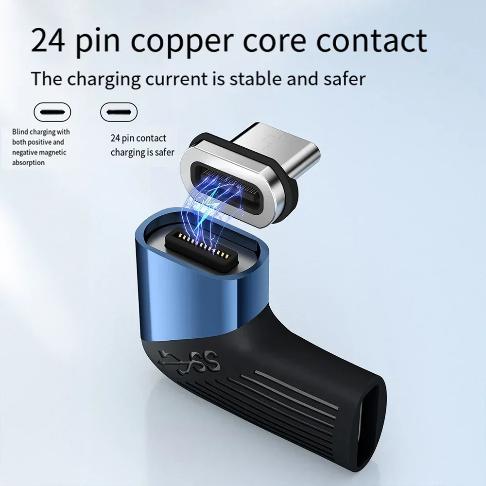 PD120W 마그네틱 컨버터 USB C-타입 C 커넥터 USB 3.1 엘보우 마그네틱 어댑터 아이폰 삼성용 고속 충전 케이블