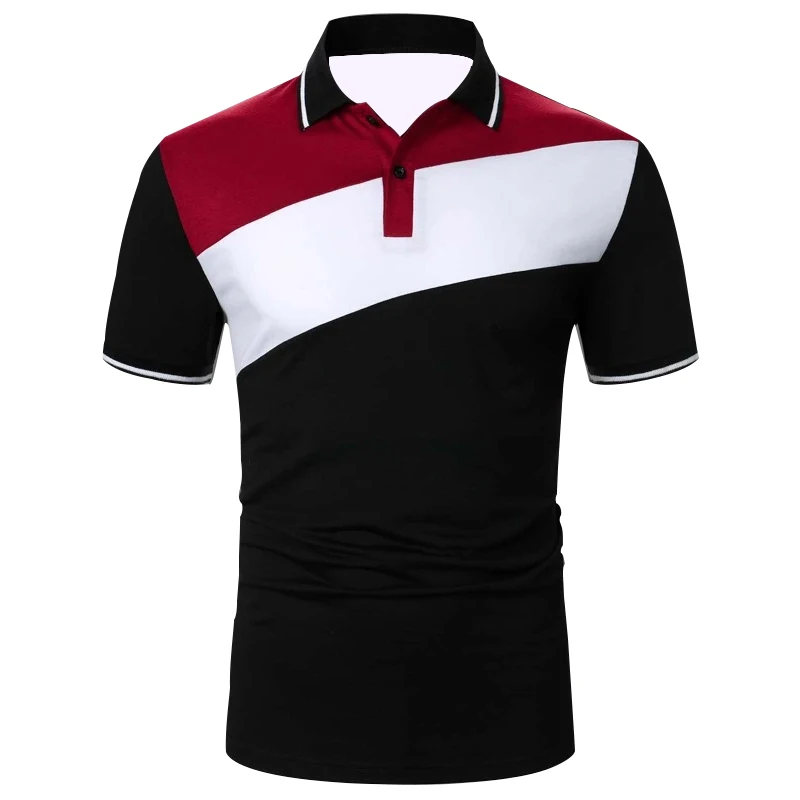 

Men's summer flip casual printed short sleeved Polo