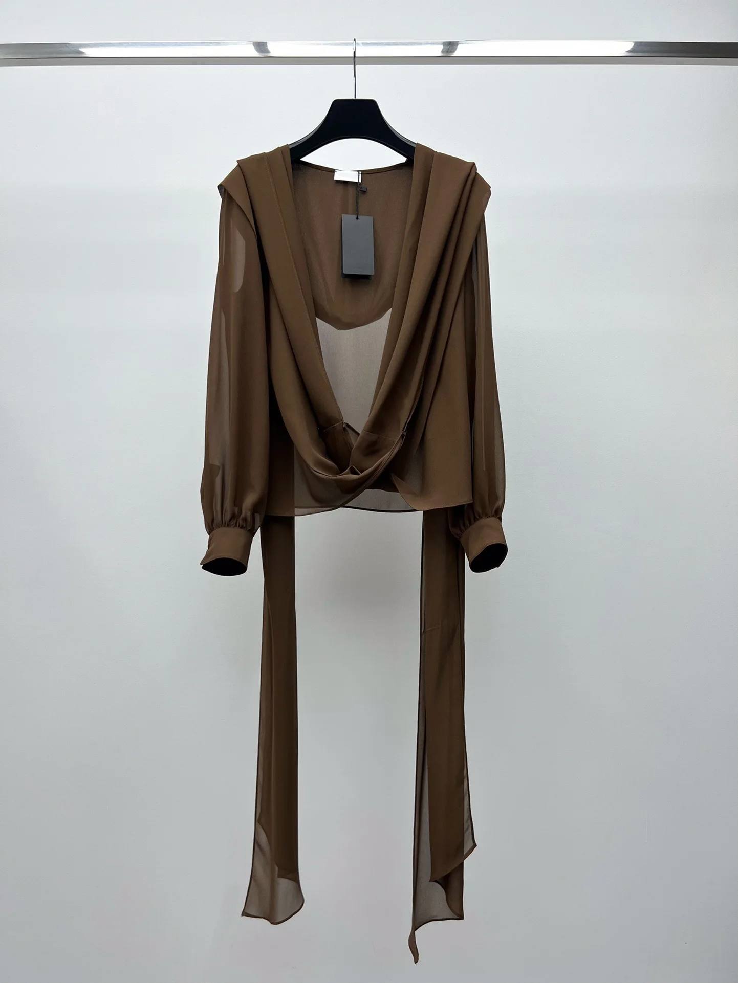 

2023 New autumn and winter, enveloping hooded shirt, see-through hooded shirt, made of silk blend fabric