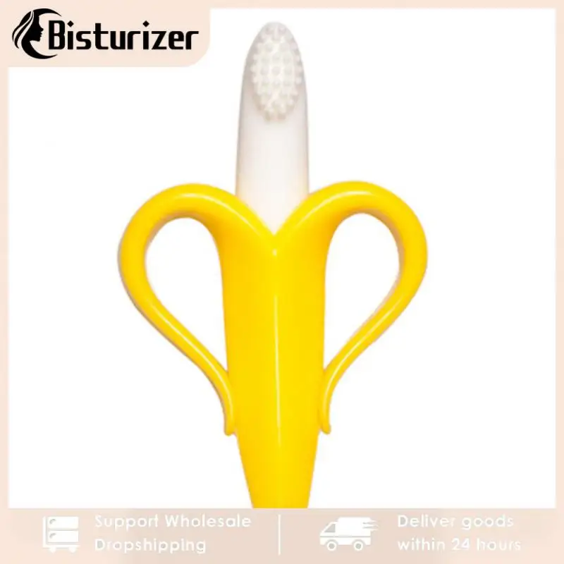 

Baby Silicone Training Toothbrush Banana Shape Safe Toddle Teether Chew Toys Teething Ring Gift Infant Baby Chewing