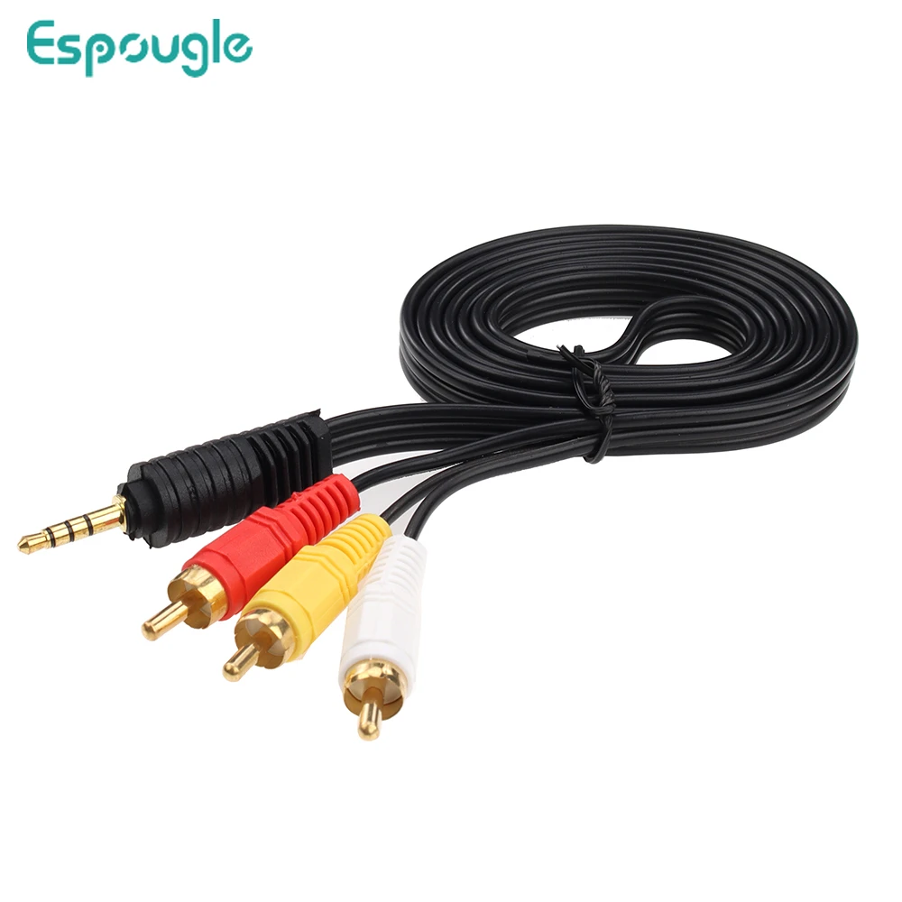 

500pcs 1.5m 3.5mm Jack Plug Male to 3 RCA Adapter 3.5 to RAC Male Audio Video AV Cable AUX Stereo Cord For Laptop Speaker DVD