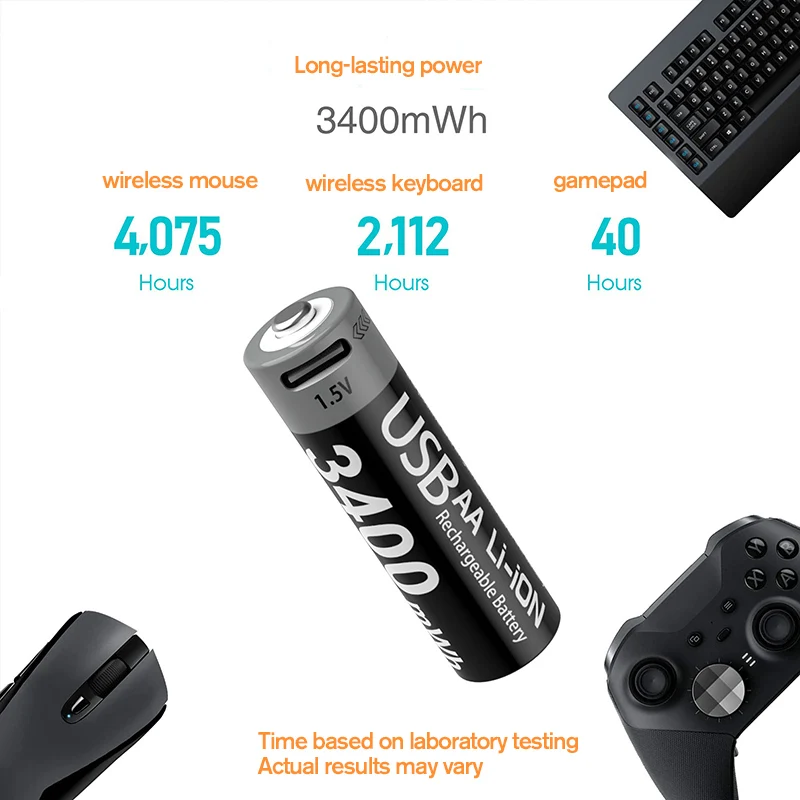MATOV USB AA 1.5V 3400mWh Type-C Rechargeable Lithium Battery for Hunting Camera Remote Control Mouse Smart Door Lock Microphone 4