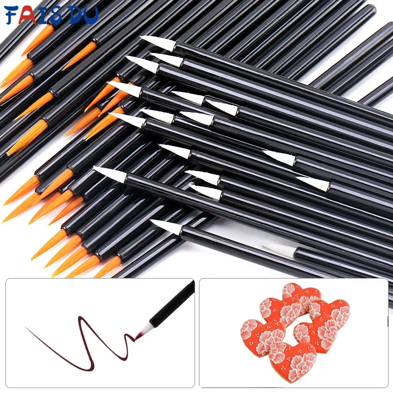 Cake Decorating Brush 50pcs Reusable Fondant Cake Design DIY Tool Sugar Craft Cookie Decorating Pen Pastry Painting Art Biscuit Color