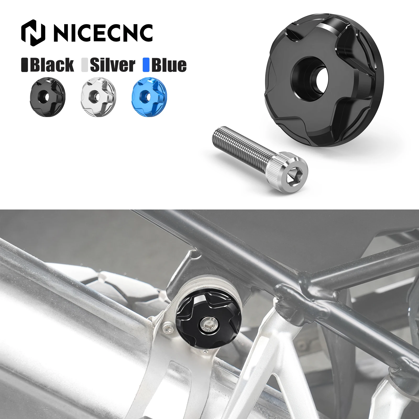 NICECNC Aluminium-Auspuffhalterungsbolzen für BMW R1250GS Adventure R 1250 GS R 1250 GS ADV 2024 2023 2022 2021 2020 2019