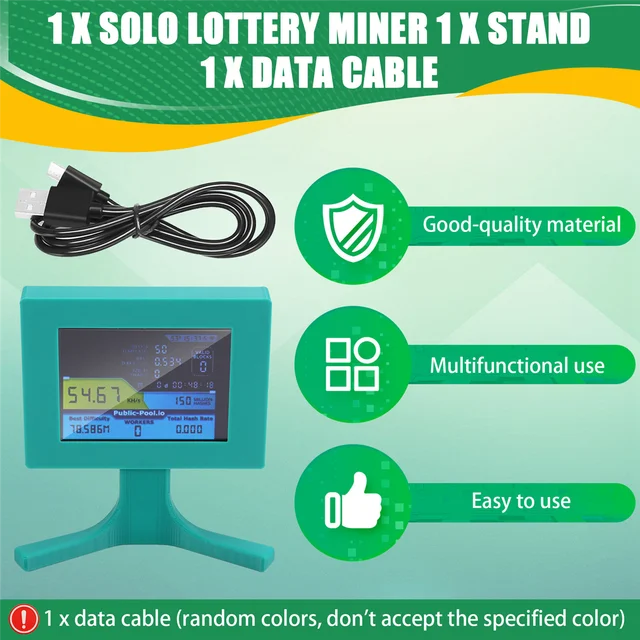 ATP-Nerdminer V2 56kh/S 2,8-дюймовый ЖК-дисплей Nerdminer Bitcoin Crypto Solo Lottery Desk Miner Криптовалюта Miner Зеленый 5