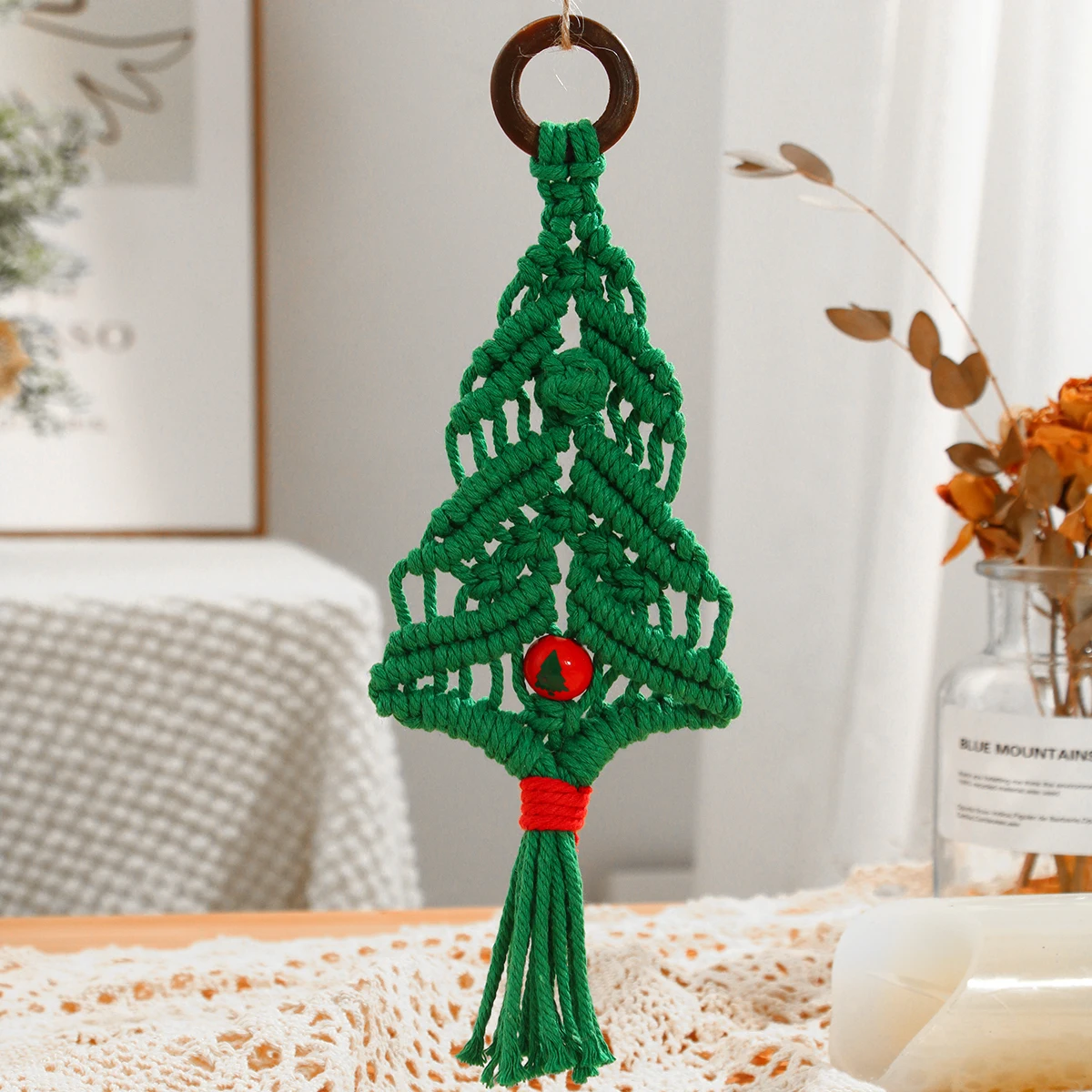 1PC, Christmas Decorations Christmas braided beaded decorative craft, christmas-themed party decoration