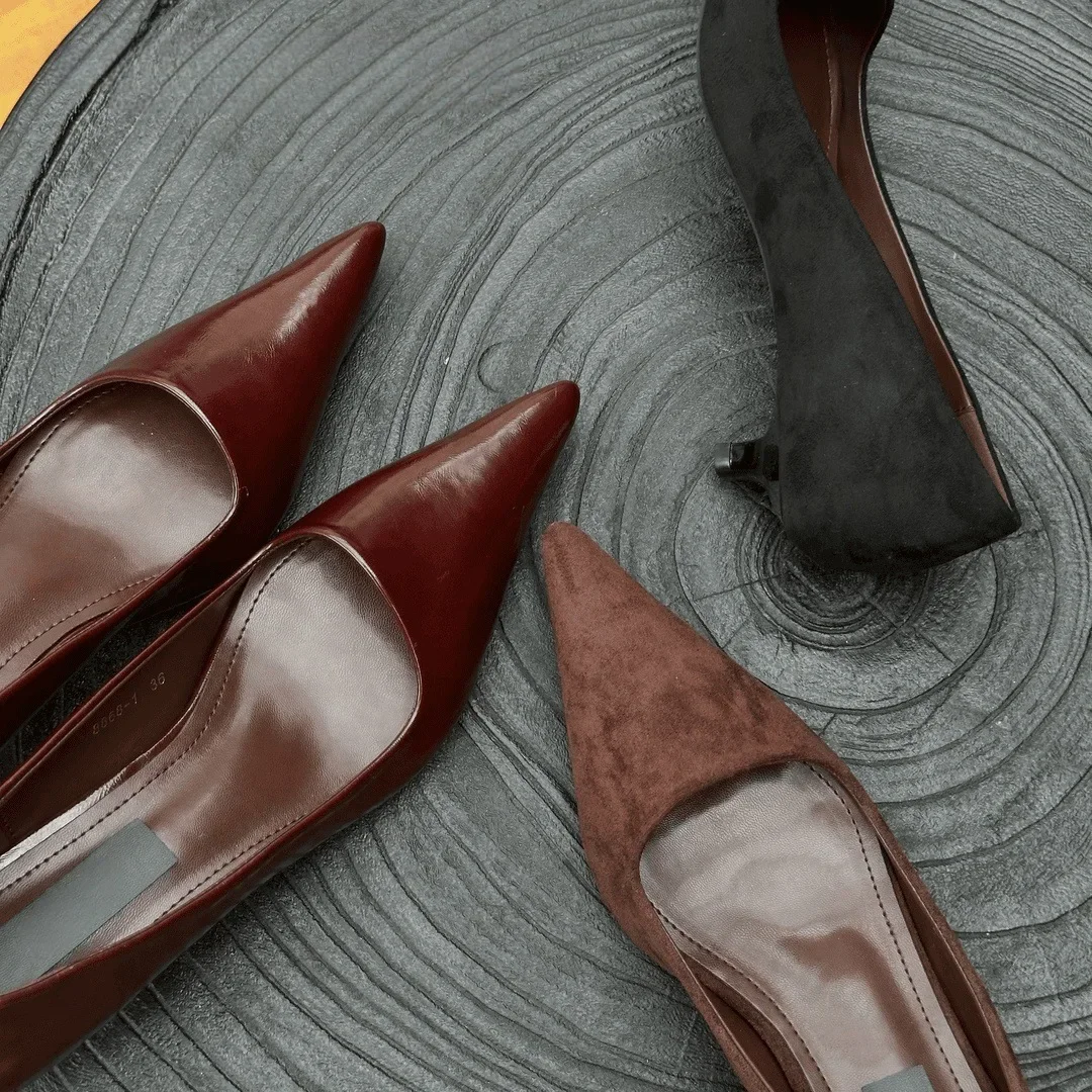Women Pumps Sexy Suede Pointed Toes High Heels Fashion Office Stiletto Party Wedding Shoes Female Comfort Low Heel Women Shoes 2