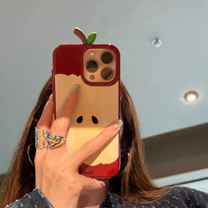 Korean Style Three-dimensional Red Apple Core Phone Case For Apple Suitable For iPhone 16 15 14 13 12 11 Por Max Anti Drop 2