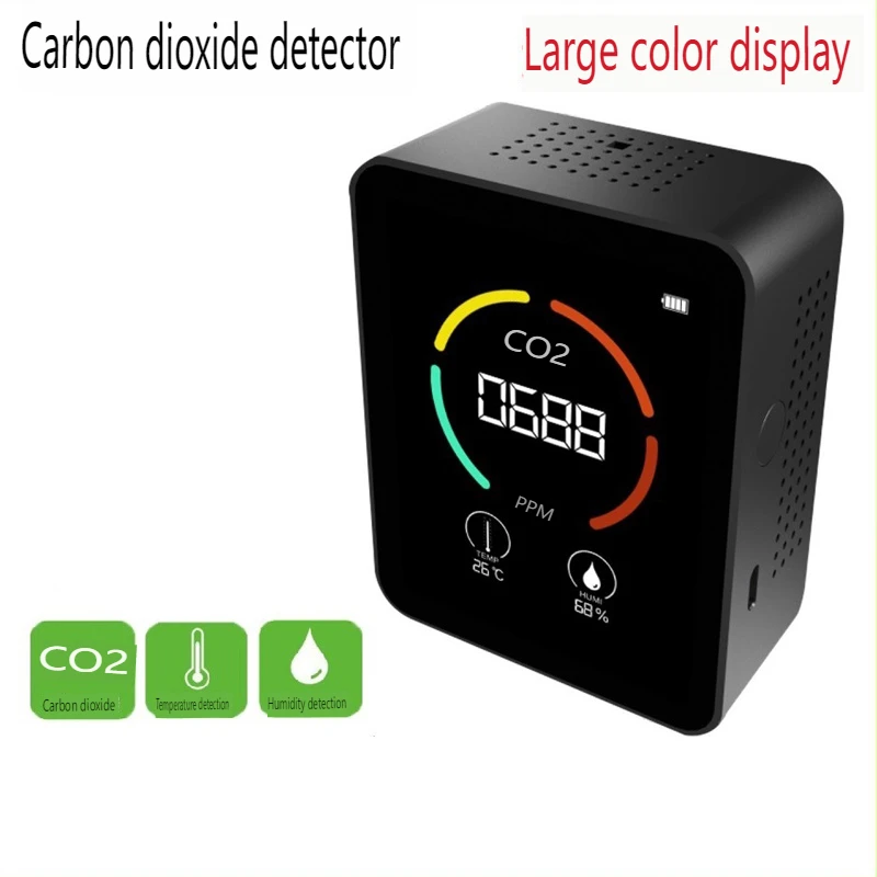 

Portable USB Charging Carbon Dioxide Monitor Color Screen Temperature and Humidity Detector Real Time Monitoring Display CO2 Gas