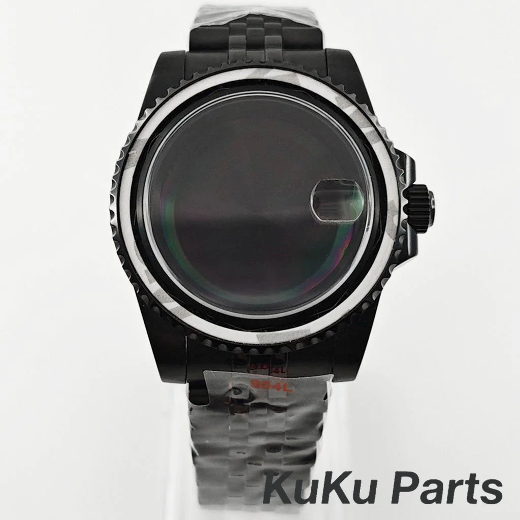 Black Purple GMT Bezel Watch Case with PVD Black Jubilee Bracelet and Sapphire Crystal