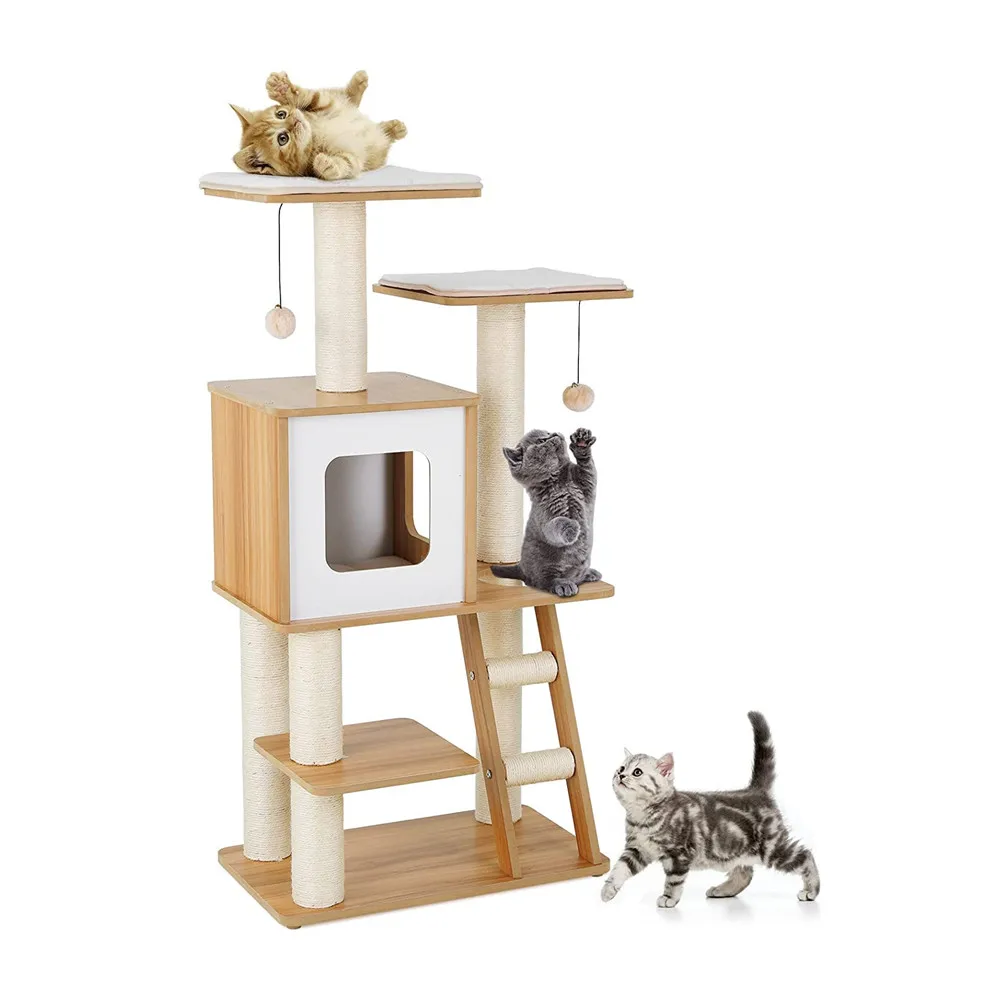 Scratching Post Sturdy Cat Tree Activity Scratching Post with 3 Lying