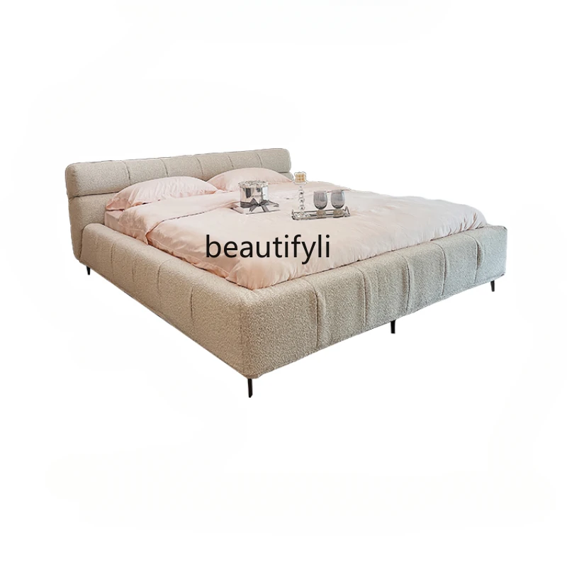 

Puff Bed Fabric Bed Italian Double Bed Bed in Master Bedroom Ins Cream Style Modern Minimalist
