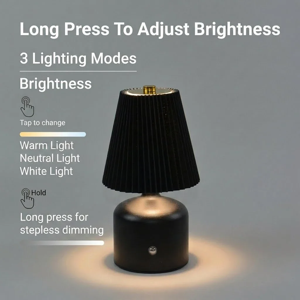 Cozy Atmosphere LED Bedside Night Lamp with Adjustable Brightness