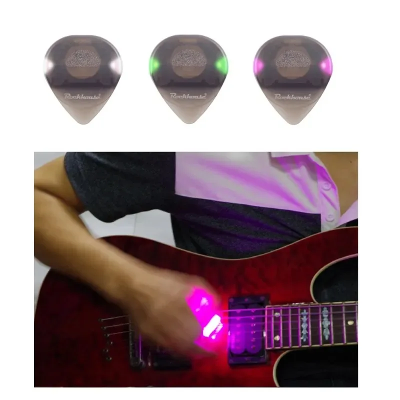 

Glowing Guitar Picks Non-slip Guitar Picks Jazz Plectrum with LED Lights for Electric Acoustic Guitar Bass Folk Color Bling Pick