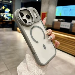 Magnetic Transparent Phone Cover with Camera Lens Protection and Stand - Phone 11 ProMax (Grey)