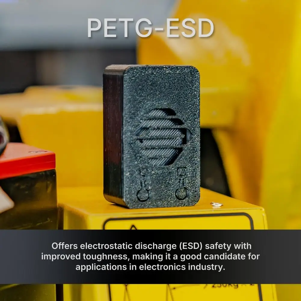 폴리메이커 파이버온 PETG-ESD 필라멘트 1.75mm 블랙 1kg ? 정전기 방지 안전, 강력한 PETG 3D 프린터 필라멘트