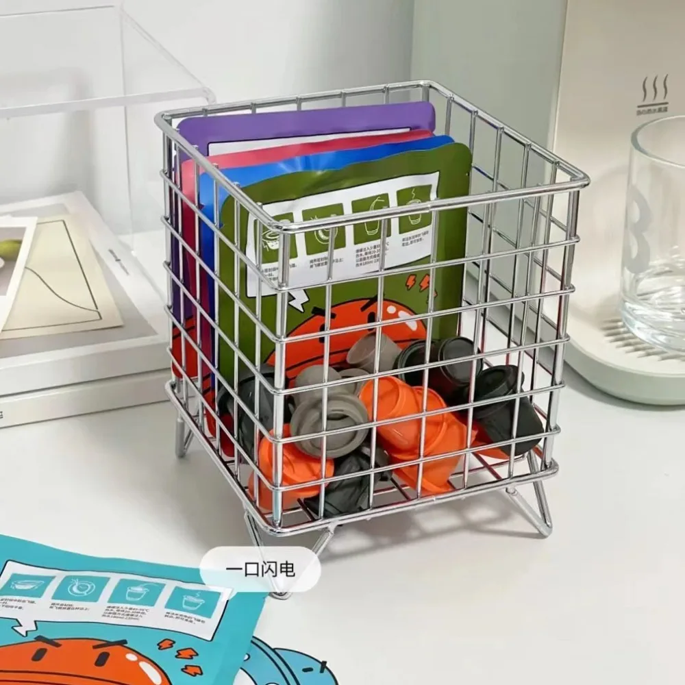 Creative Iron Storage Rack Desktop Book Pen Storage Box Large-Capacity Storage Basket Student Dormitory Sundries Storage Box 3