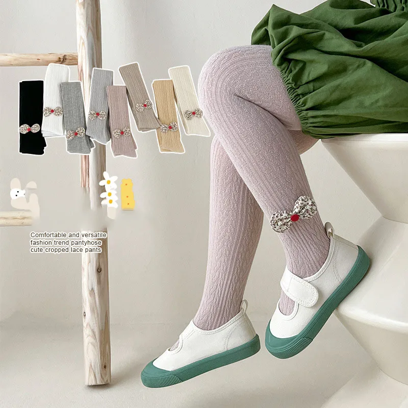 

Spring Cotton Baby Tights Warm Color Bowtie Girls Pantyhose Baby Leggings Kids Children Pantyhose Girls Socks 0-8Y