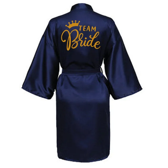 Bride Robes Women Sleepwear Sleepwear Pajamas Wedding Party Team Bride Robe With Black Letters Kimono Satin Pajamas Bridesmaid Bathrobe SP022