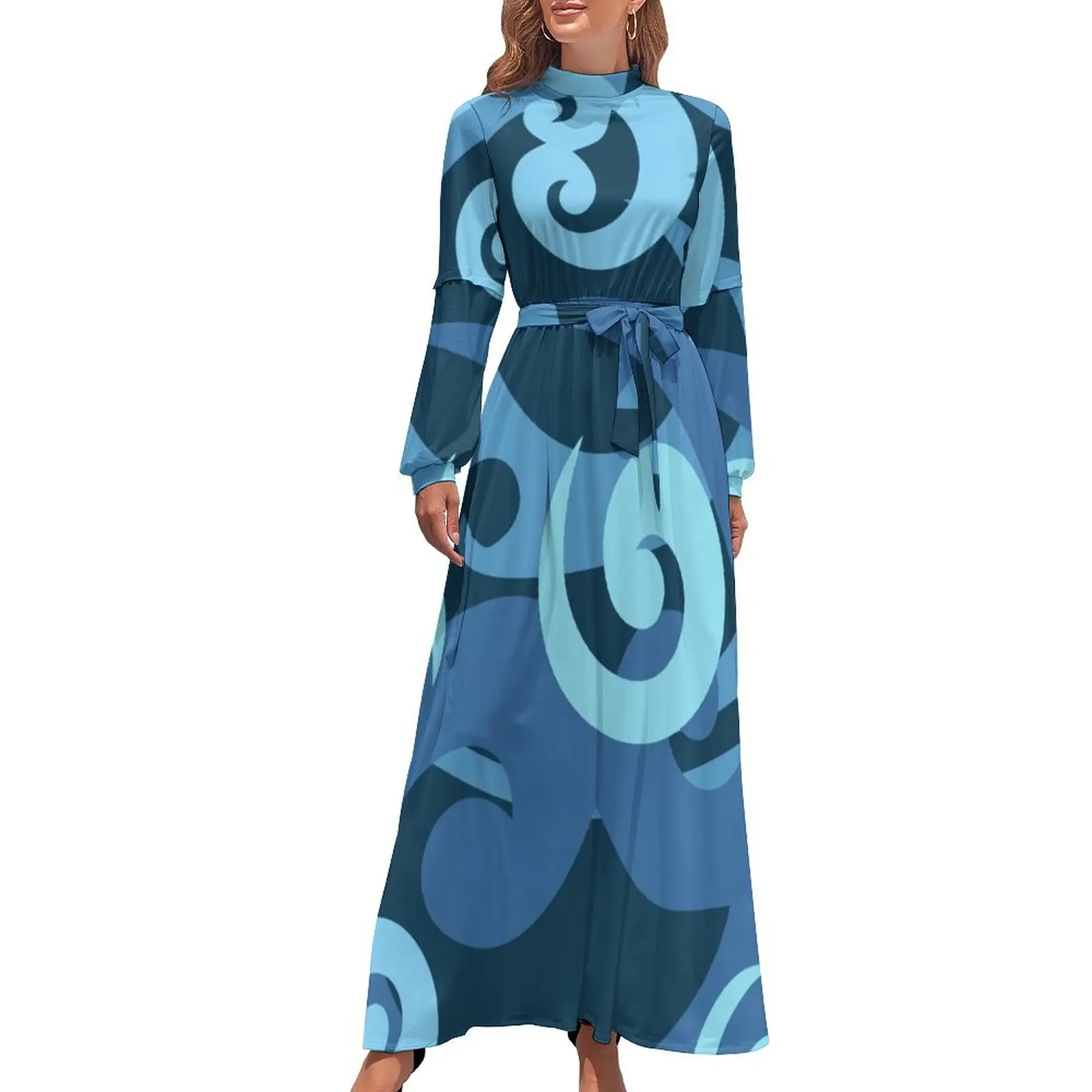 

Koru design, Blue Long Dress women's dresses luxury Dress vintage
