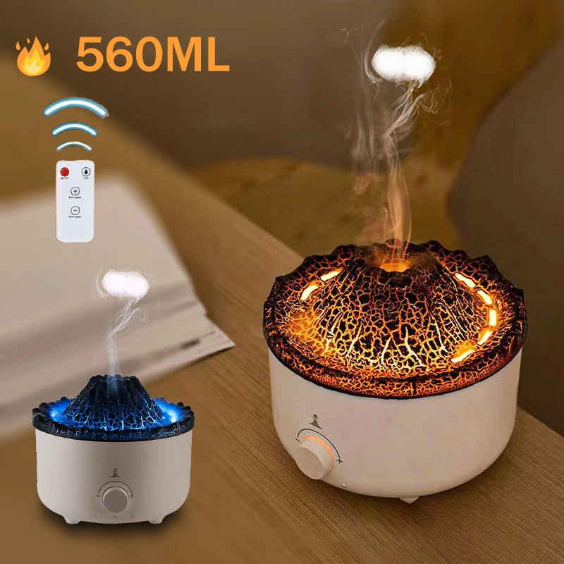 Volcano Humidifier Oil Essential Machine Spray Ultrasonic Flame Air Diffuser