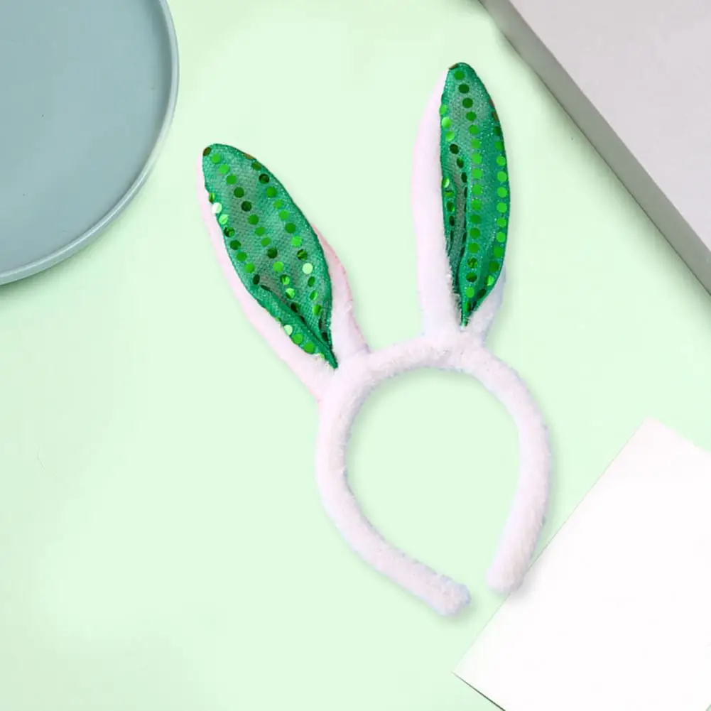 

Headband Sequin Bunny Ear Led Hairband for Women Easter Day Party Cosplay Accessory with Plush Softness Anti-slip Elastic Bunny