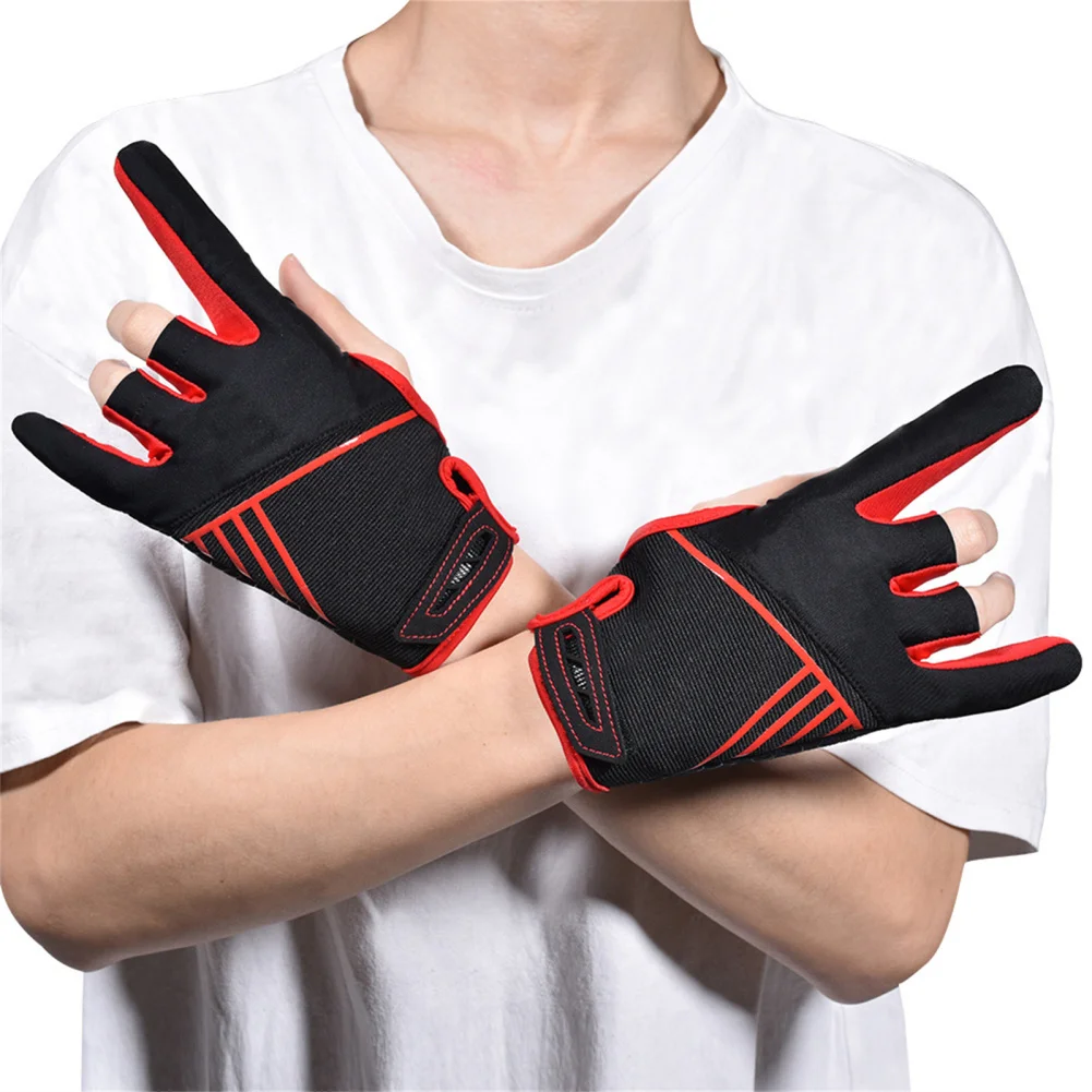 

Bowling Power Glove Anti-Skid Bowling Gloves Wrist Support Semi-Finger Instruments Sports Gloves For Men 1 Pair