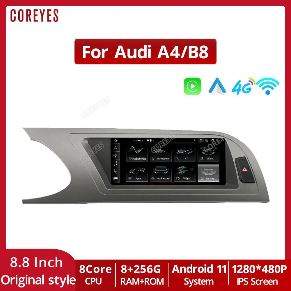 

COREYES 8.8" Car Carplay Stereo Radio For Audi A4 B8 2009-2016 LHD Multimedia Player Android12 Navigation GPS Head Unit BT