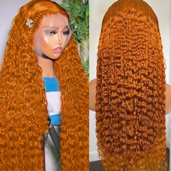 13x4 250% Density Ginger Deep Wave Lace Front Wigs Human Hair 30 Inch Wigs Human Hair HD Lace Front Wigs Human Hair Black Women 1