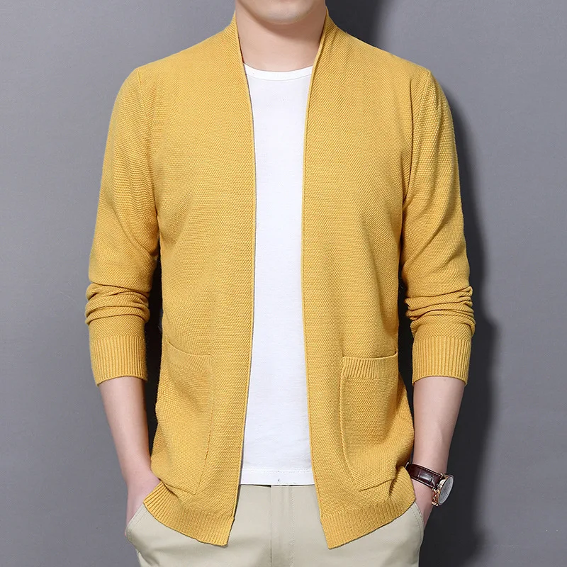 

Men Cardigan Fashion Dress Up Knitwear Sweater Mens Spring Autumn Thin Solid Sweatercoat V Neck Casual Male Knitted Cardigan