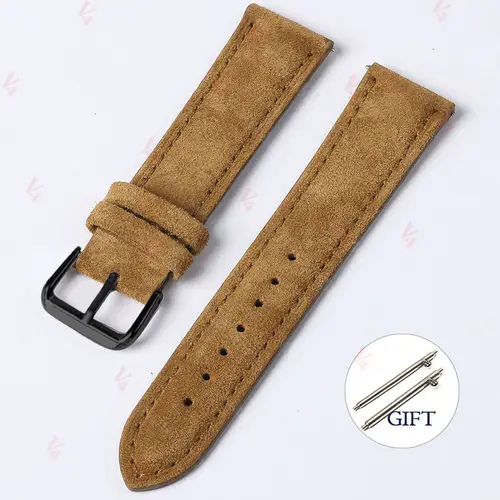 18mm 19mm 20mm 22mm Vintage Suede Cowhide Watch Strap Handmade Watch Band Gray Brown Green Quick Release Bracelet for Men Women - Image 15