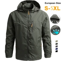 Windbreaker Men Tactical Jacket Waterproof Outdoor Hooded Coat Sports Military European Size S-5XL Field Climbing Thin Outwear 1