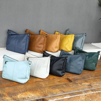 Borsa Hobo da Donna in Pelle Bovina a Grana Piena con Due Cinghie, Multicolore, Grande Capacità, Borsa a Tracolla e a Mano