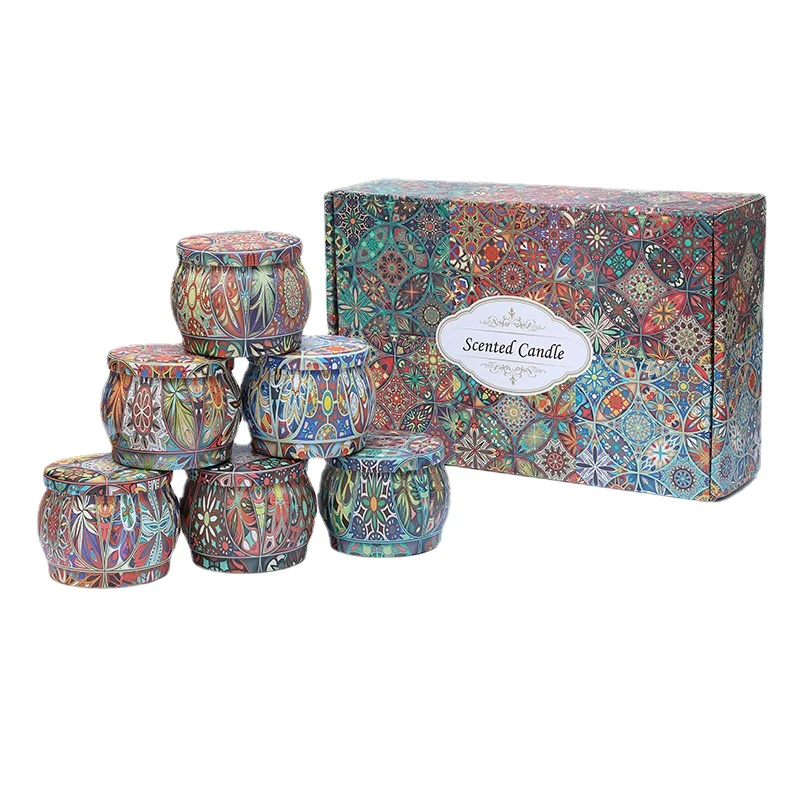 AromatherapyCandleJarEmptyCanCreativeFragranceCandleTin6Piece
