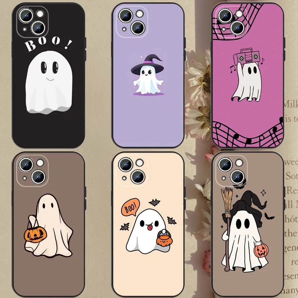 

Cute Ghost Phone Case Phone Case For Apple iPhone 15,14,13,12,11,XS,XR,X,8,7,Pro,Max,Plus,mini Silicone Black Cover