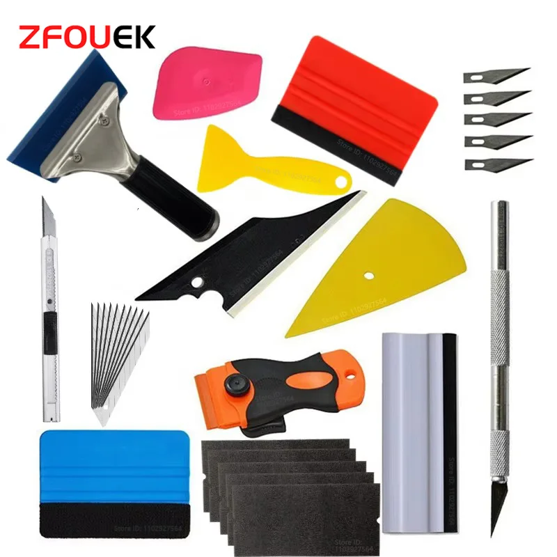 ZFOUEK Carbon Fiber Car Tools Vinyl Wrap Film Sticker Wrapping Auto Window Tint Foil Stick Squeegee Razor Scraper 19/31Pcs car wrapping tools,window tinting squeegee,vinyl squeegee,window tint squeegee,automotive film tools