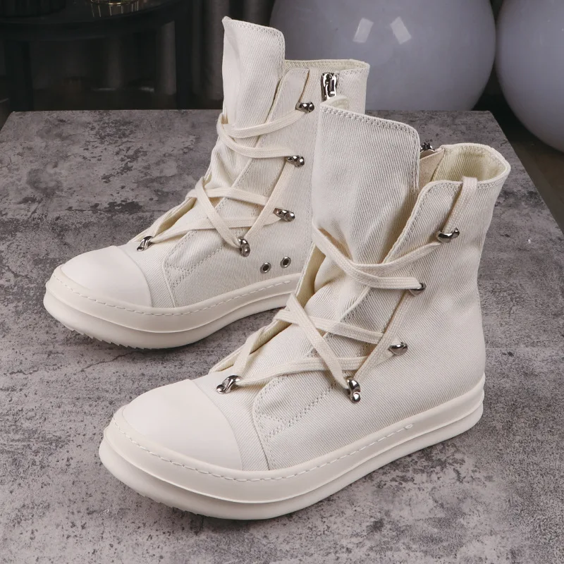 Men's Casual Shoes Fashion Canvas Shoes for Woman Pentagram Design White Solid Women's Sneakers Lace-up Men's Sneakers