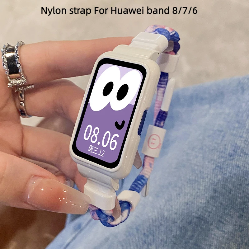 

Ремешок нейлоновый для Huawei band 8 с чехлом, сменный спортивный ремешок для наручных часов HUAWEI Band 7/6 Pro, женский и мужской браслет