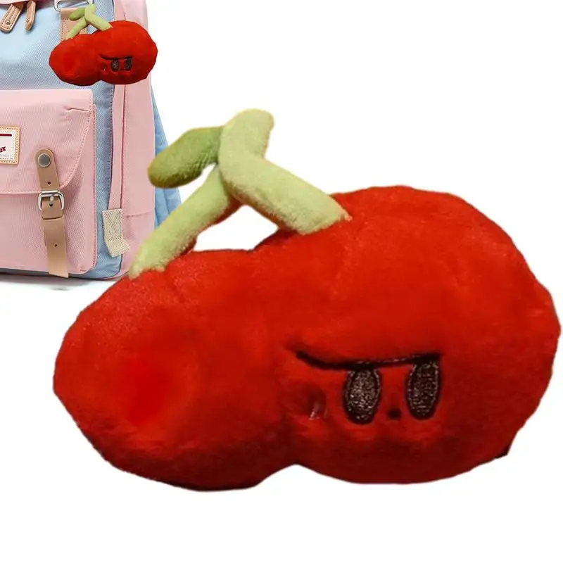 

Kawaii Plush Keychain Portable Backpack Hangers Durable Keychain Decoration In Red Cherry Or Sun Egg Shape