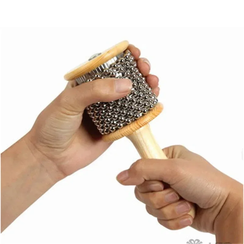 Mowind Wooden Cabasa Hand Shaker Percussion Instrument With Metal Beads For Student Children Kid