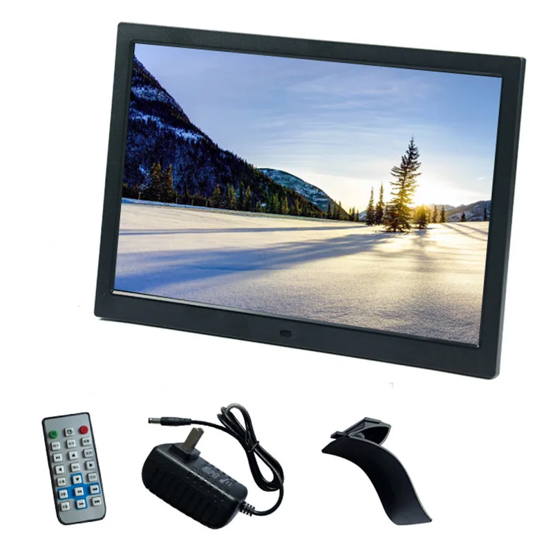 מסגרת תמונה דיגיטלית בגודל 12.1 אינץ' 1280 * 800 תמונות שחורות ולבנות, לוח שנה, USB/SD מסגרת תמונה דיגיטלית וידאו, מוזיקה, מתנות