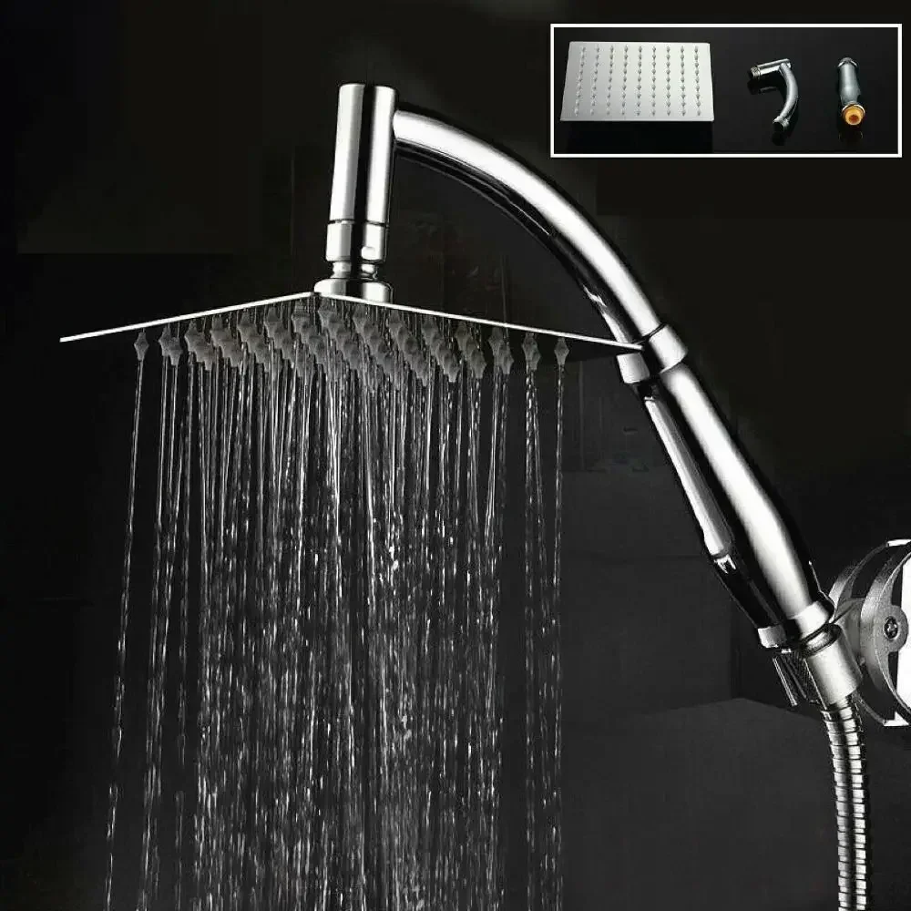 Bathroom High Pressure 6 /8 Inch Square/Round Rainfall Shower Head 360° Rotation Sprayer Hand Held Shower Head Accessories